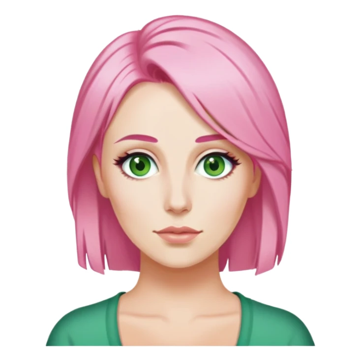 Claire Richards cheveux roses sablé longs yeux verts sticker