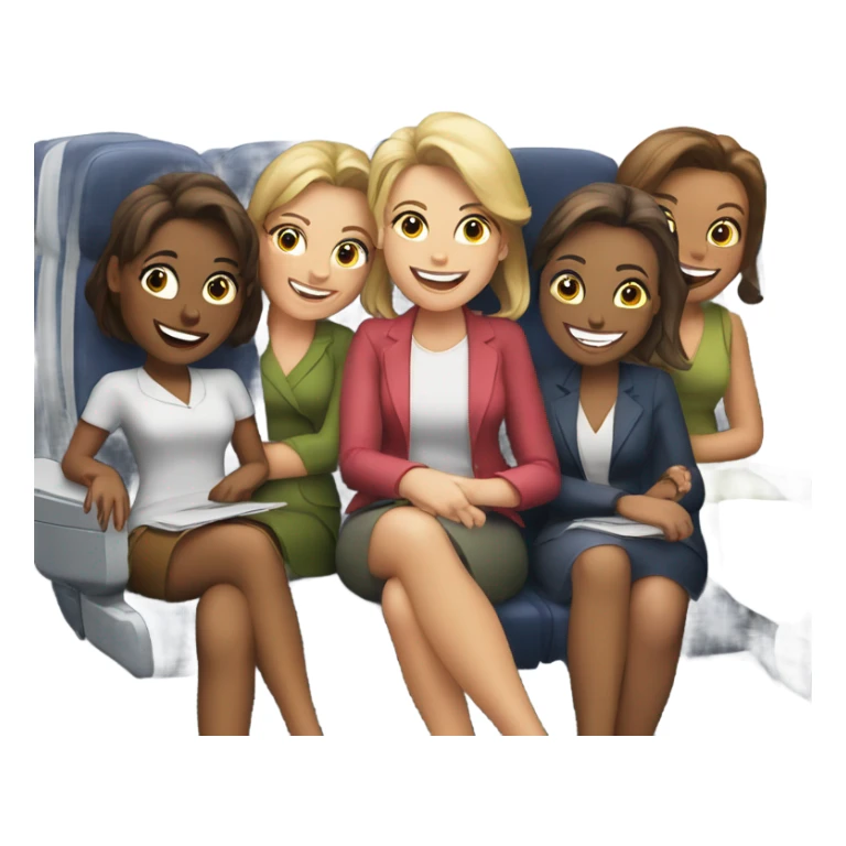 Group of Caucasian women on a airplane  sticker
