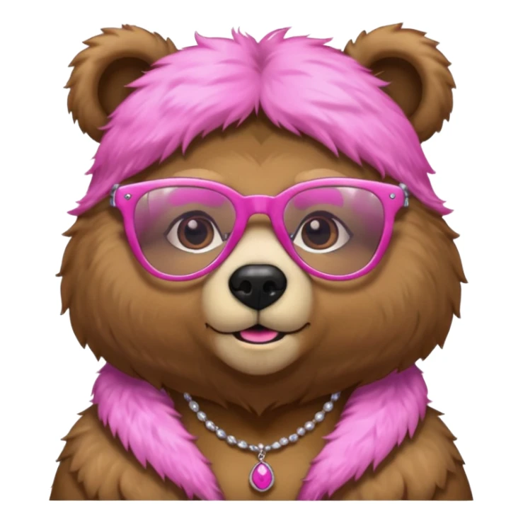 bear with pink glasses necklace and earings sticker