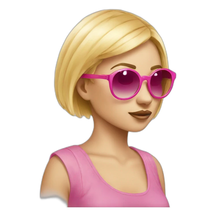 girl sunglasses blonde shorthair bubble-gum sticker