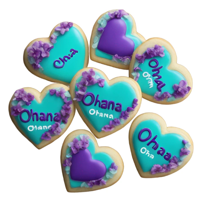 Teal purple Cookie heart with ohana sticker