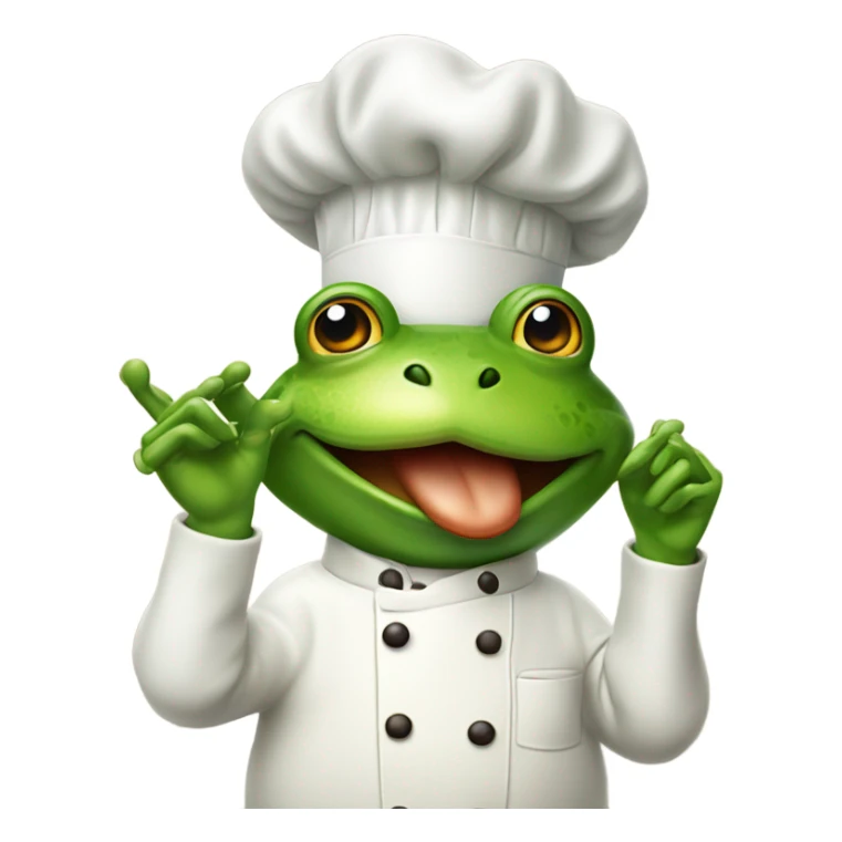A frog dressed as a chef  kissing its fingers  sticker
