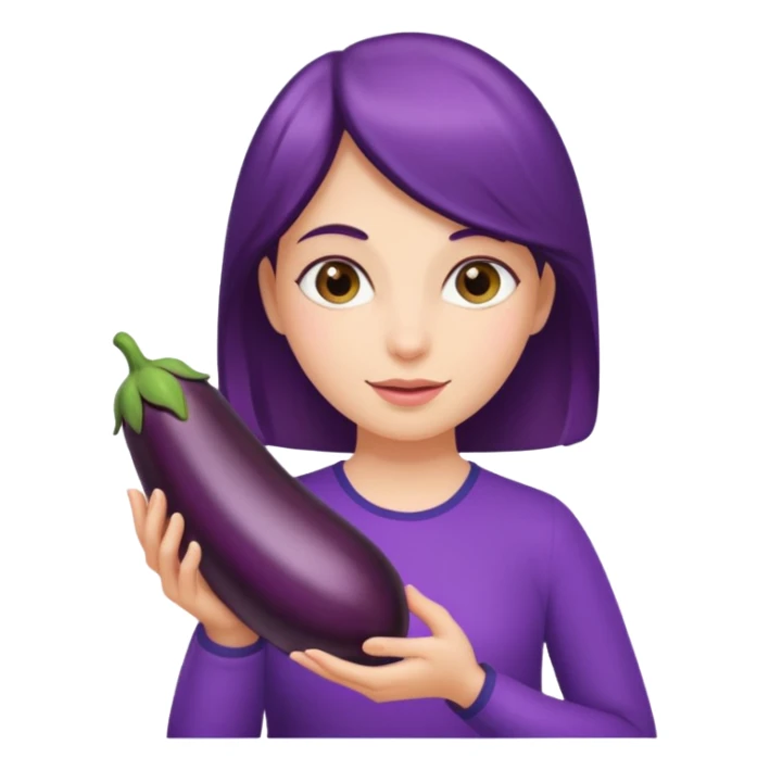 Girl holding an aubergines  sticker