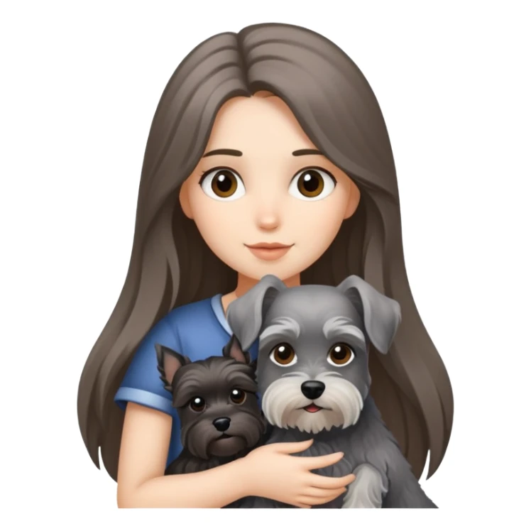 Long-haired girl holding a Schnauzer sticker
