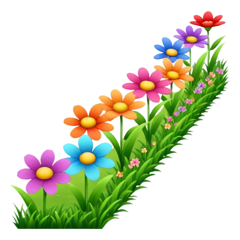 a row of flowers and grass extended far sticker