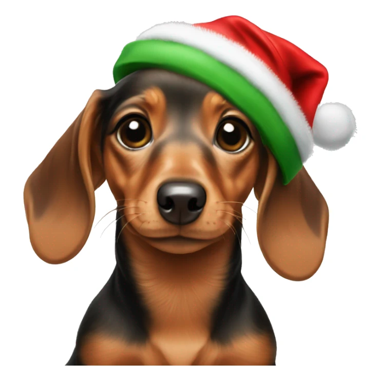 Baby Dachshund with Christmas hat  sticker