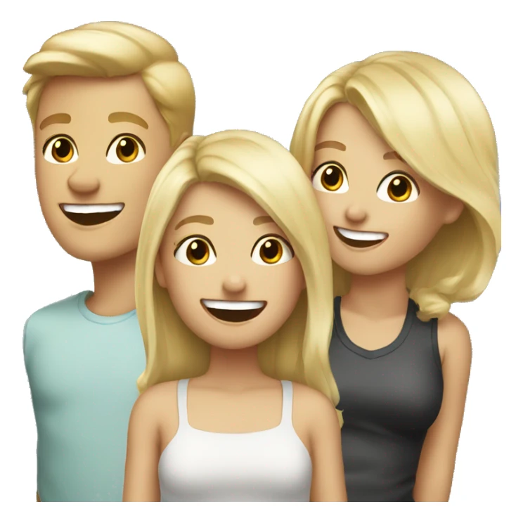two blonde girls and one blonde boy laughing  sticker