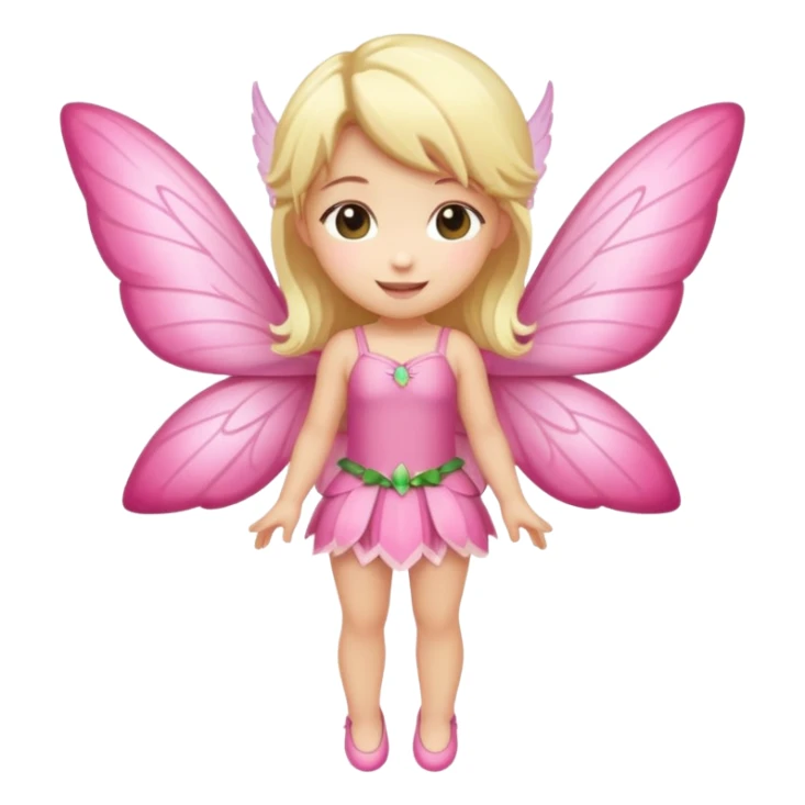 fairy with blonde hair, pink wings, happy, chibi full body sticker