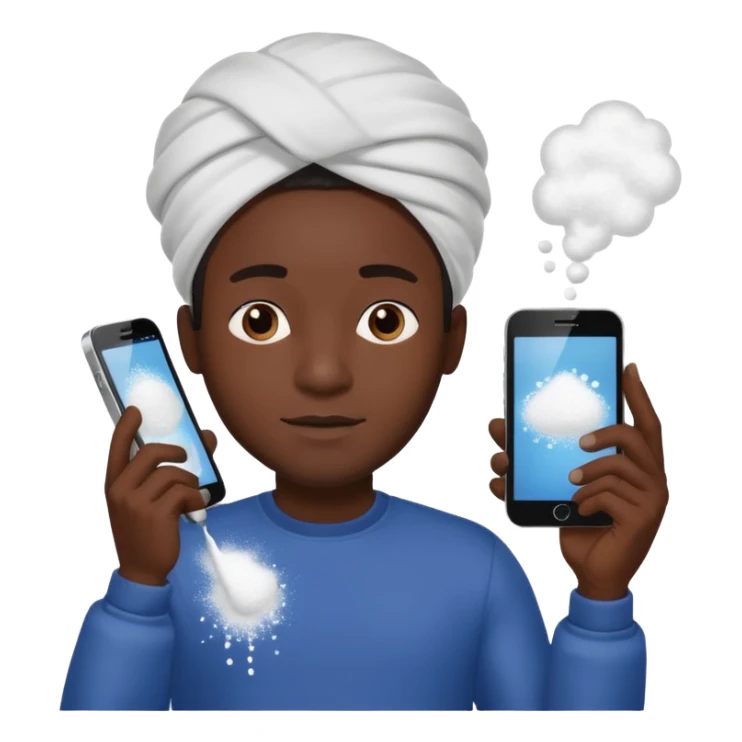 black man holding a phone with three lines of coke on it horizontally  sticker