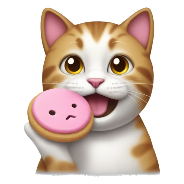 happy cat with pink cookie instead of body sticker