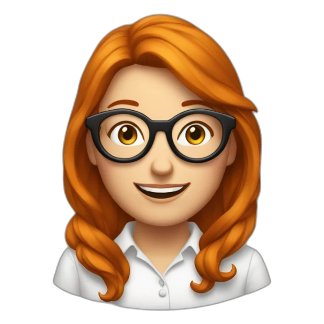 Femme rousse avec grosses lunettes rondes saute de joie sticker