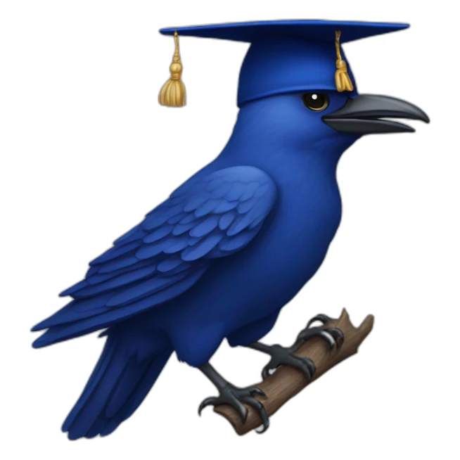 Blue Crow with alumni hat and mantle sticker