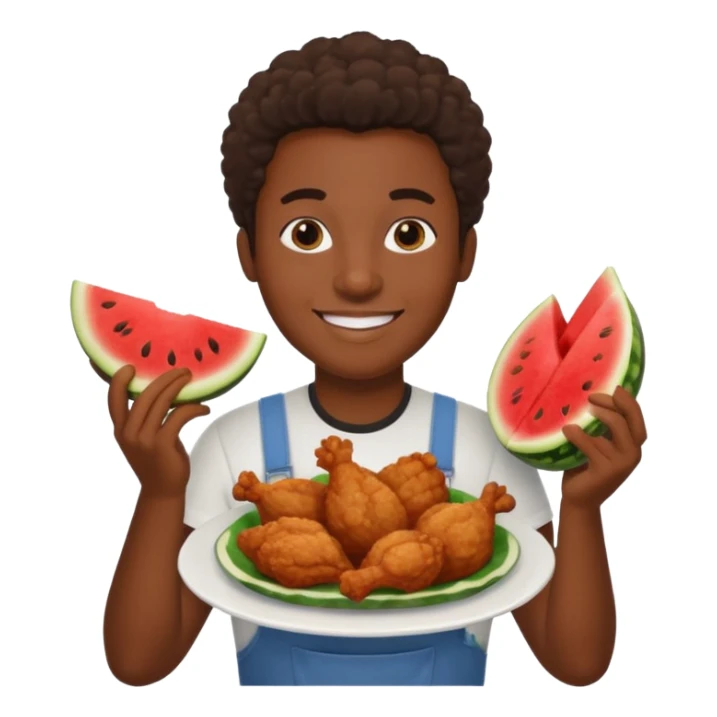 black person holding fried chicken and watermelon sticker