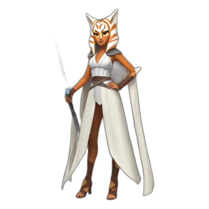 voluptuous ahsoka tano (full body, horns) white cloak sticker