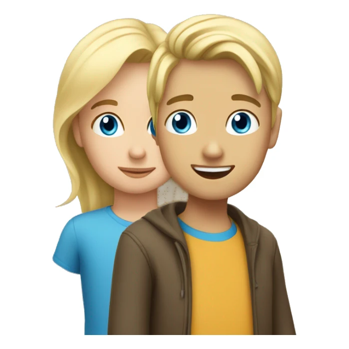two people talking face to face blond hair blue eyes mom and son sticker
