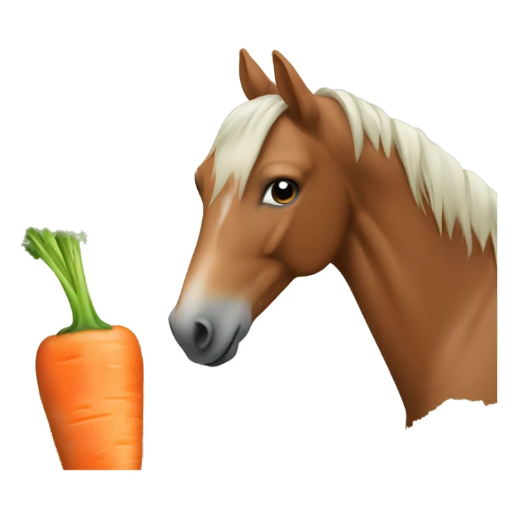 Horse eating a carrot sticker