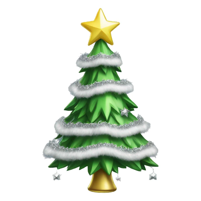 A green Christmas tree with silver and green bells and white tinsel  sticker