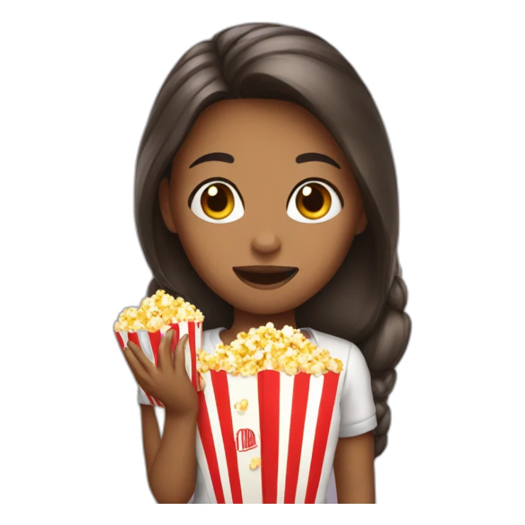 Girl eating popcorn  sticker