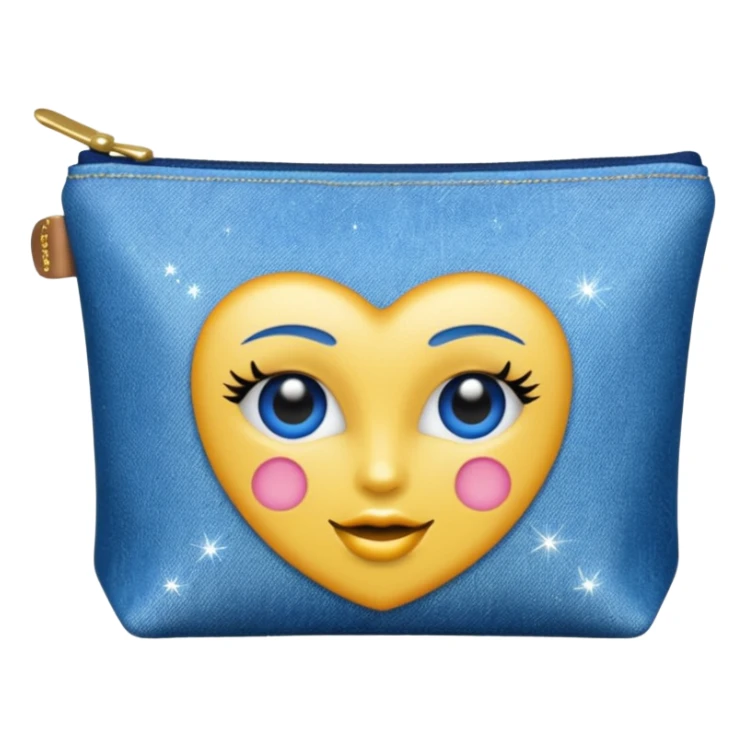 Denim cosmetic bag glittery sticker