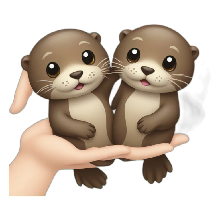 two otters holding hands in the water sticker
