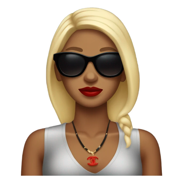Woman with red sunburn blond hair and big black Chanel sunglasses  sticker