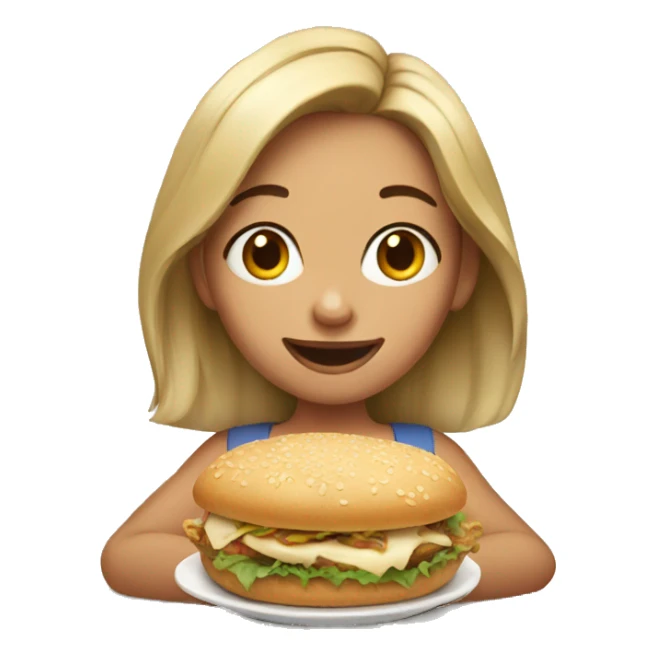 realistic girl enjoying food sticker