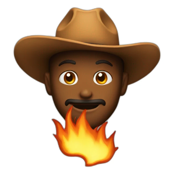 cowboy with a hat made out of fire sticker