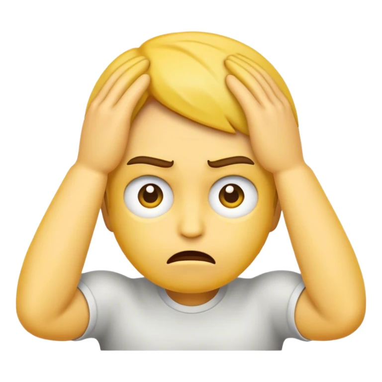 An emoji that is annoywd and has its hands on its head sticker