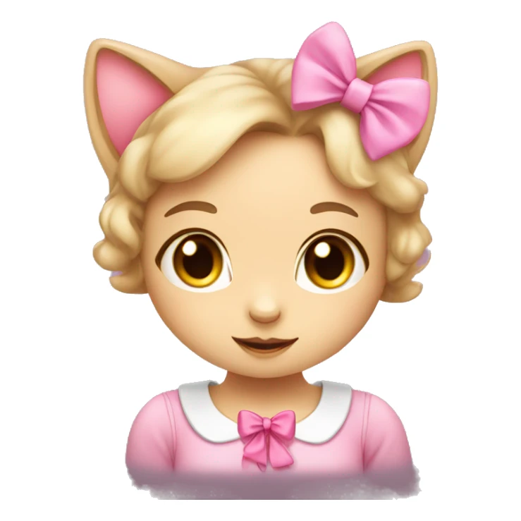 Cute Cat Girl with Pink Bow sticker