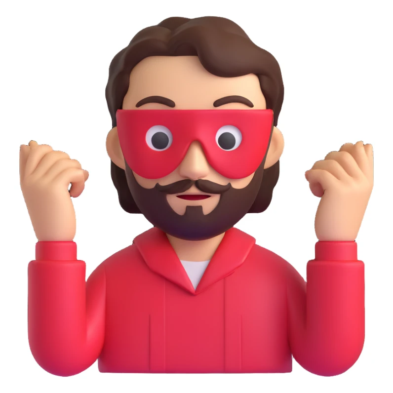 a man with a La Casa de Papel mask, 3D emoji style sticker