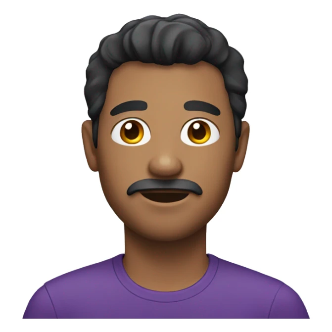 man with dark hair wearing a purple shirt sticker