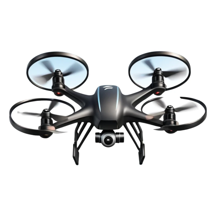 An icon showing a racing quadcopter drone in the foreground, flying at high speed through a course filled with obstacles and checkpoints. Other drones zoom in the background over a dynamic landscape. Transparent background highlights the thrill and precision of drone racing. sticker