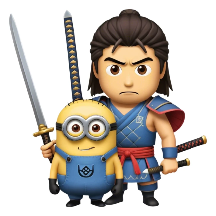 Photorealistic samurai beheading a minion from dreamworks sticker