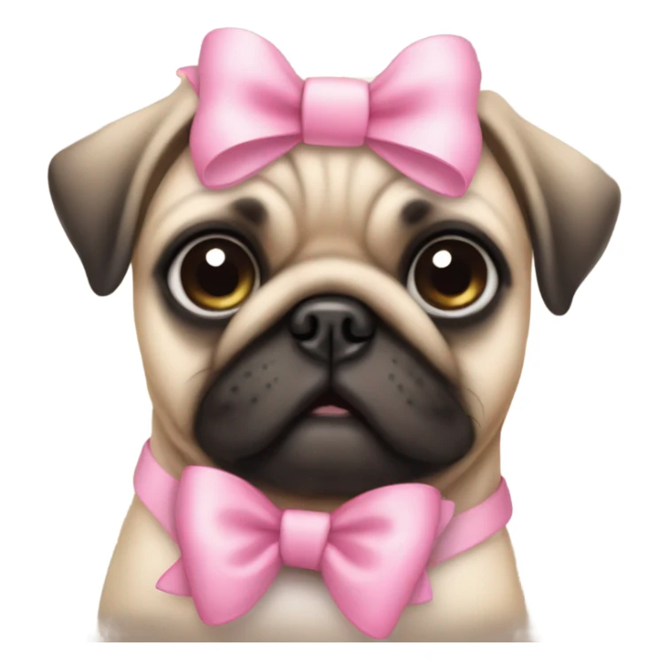 Dog puppy pug with cute pink Bow sticker