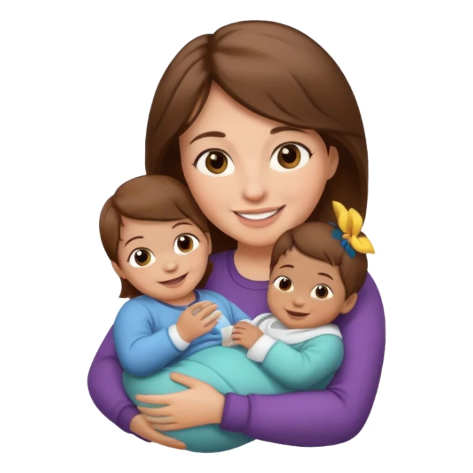 Mother holding 1 infant brown hair fair skin sticker
