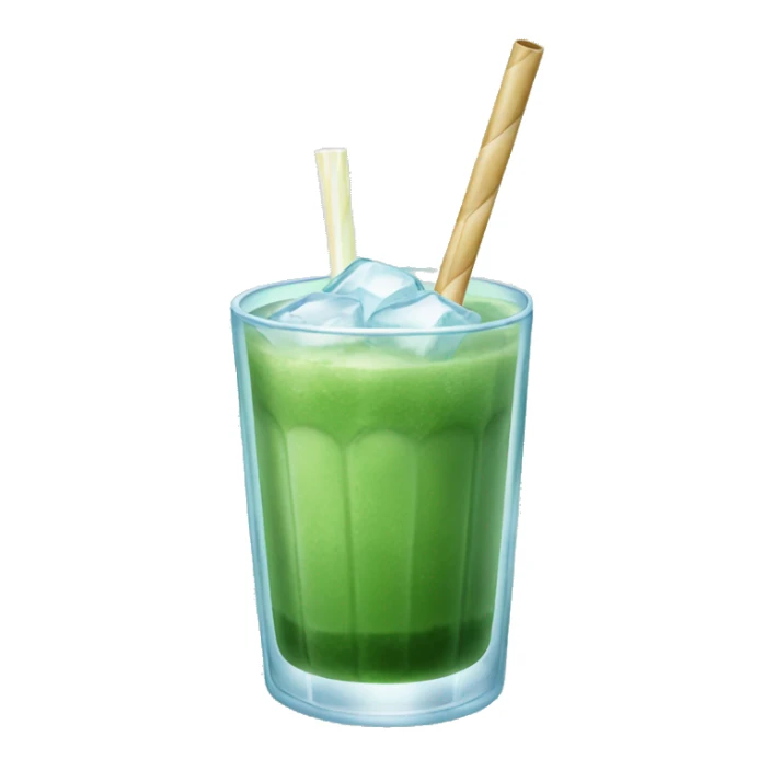 glass of ice matcha with a straw sticker