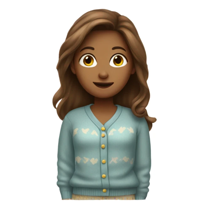  Lady with long brown hair in pajamas and a sweater  sticker