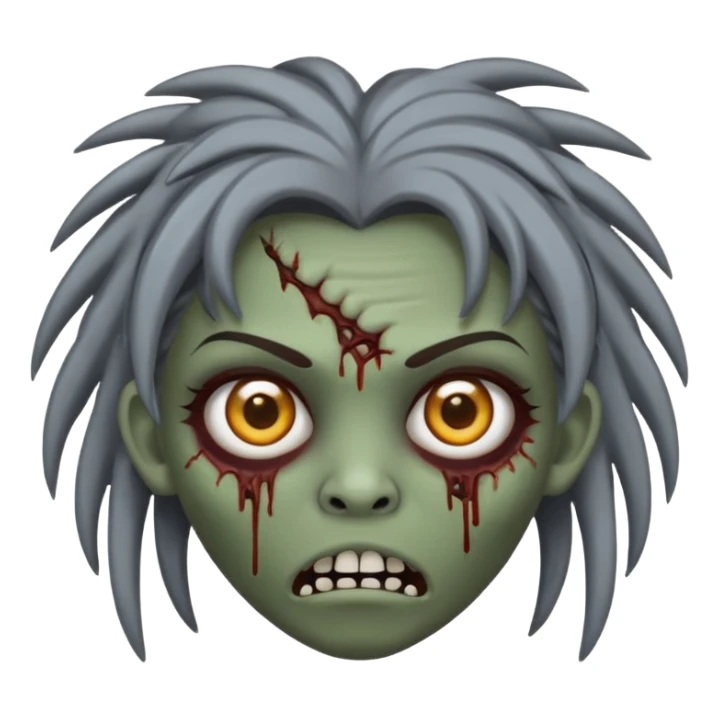 faça uma garota zumbi com cabelos acima dos ombros da cor castanhos escuros e com franja curta sticker