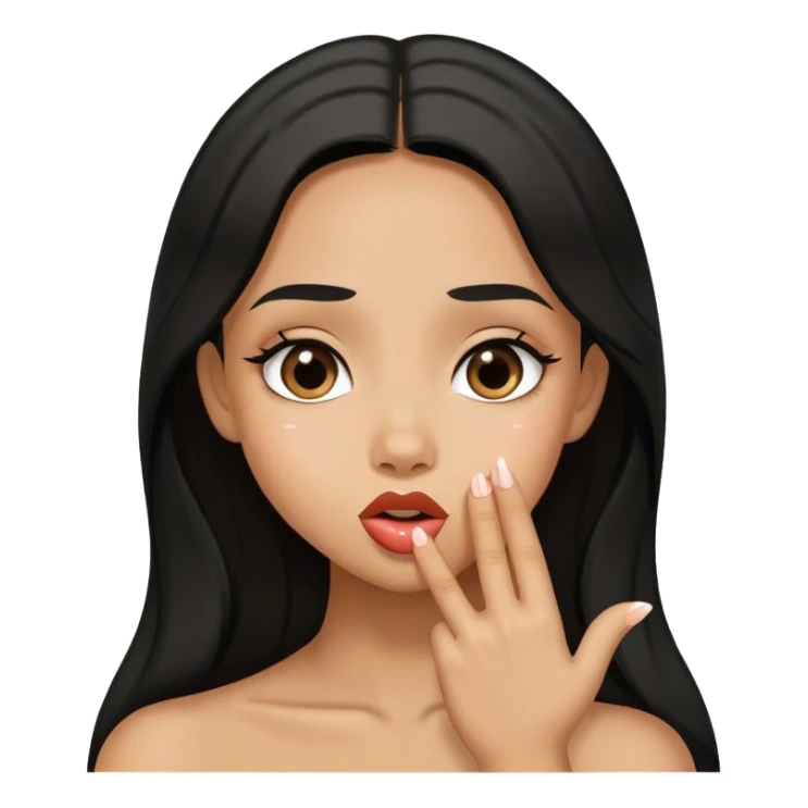 Tan girl with black long hair sending kisses  sticker