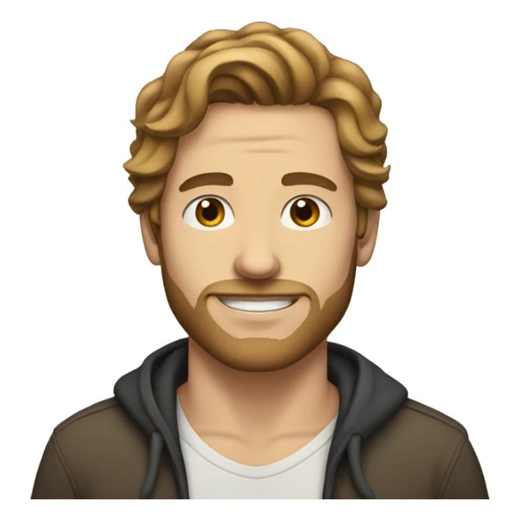 White man with long brown hair and facial stubble  sticker