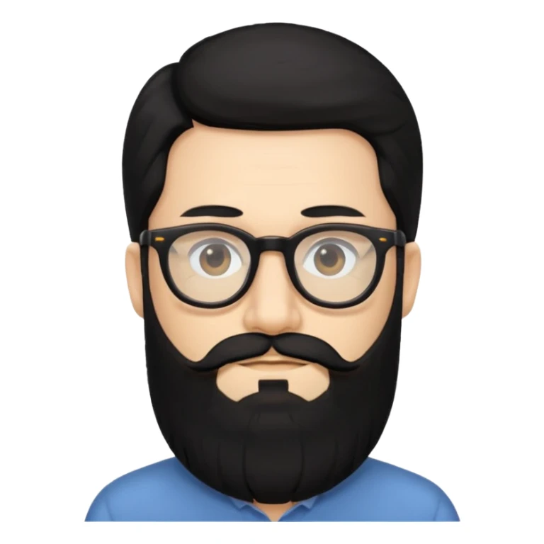 hombre con cabello negro largo barba y lentes sticker