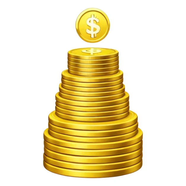 Prompt 2: "you’ve sacrificed and saved…"
Graphic: 💰 Coin stack (white) with top coin glowing yellow.
Animation: Coins stack up, top coin pulses.
Background: Transparent.
 sticker