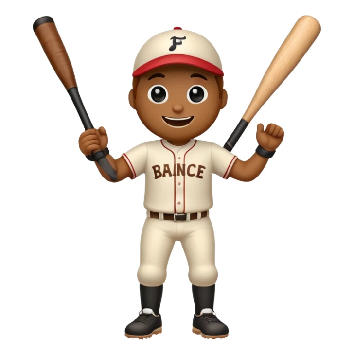 Animated baseball bat with a face, arms and legs doing a happy dance sticker