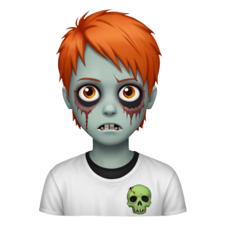 zombie teen emo with emo dark orange hair grunge style white shirt  sticker