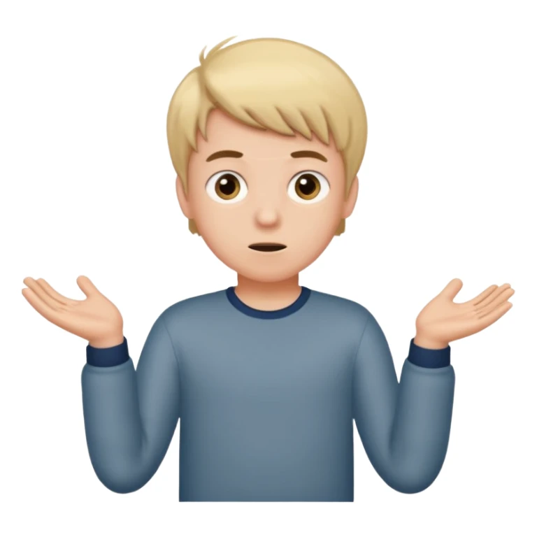 A boy shrugging with 6 over one hand and 7 over the other sticker