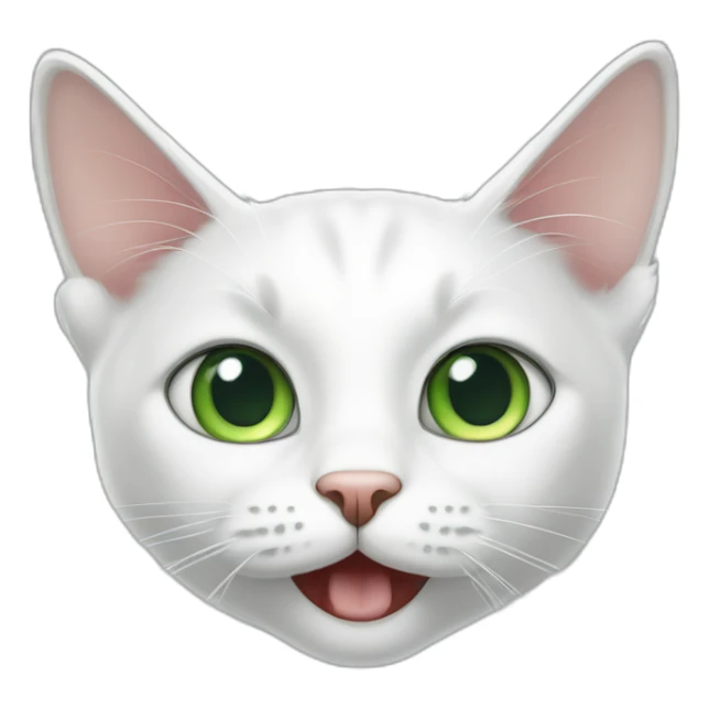 A skinny white cat with green eyes looking confused and meowing sticker