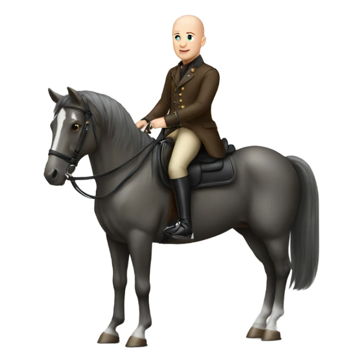 Bald man in riding clothes on horse sticker