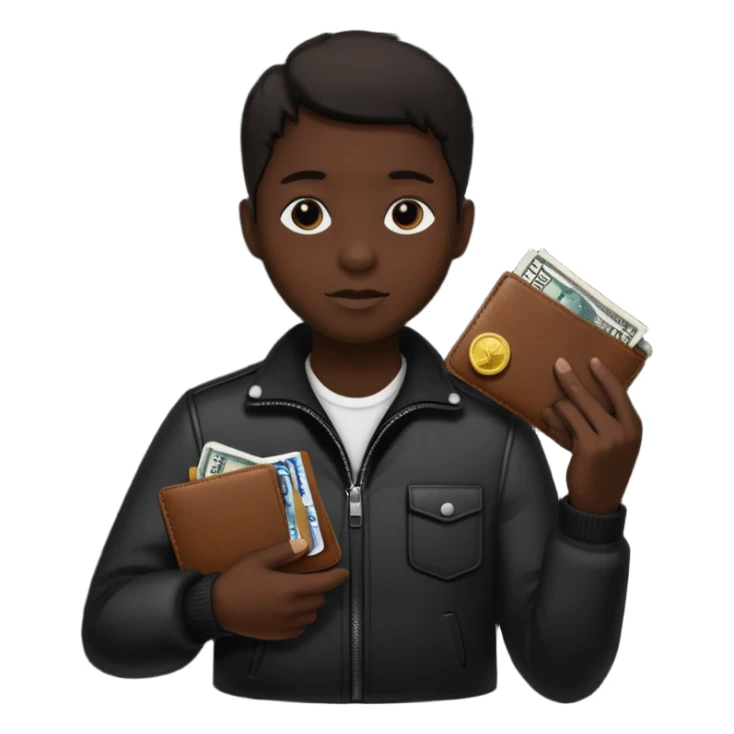 wallet with coins and a person silhouette above sticker