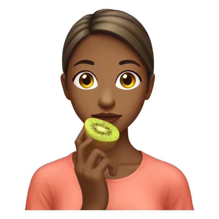 teen girl eating the fruit kiwi sticker
