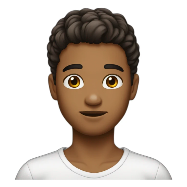 Garçon cheveux noirs court lisse yeux bruns foncés sticker